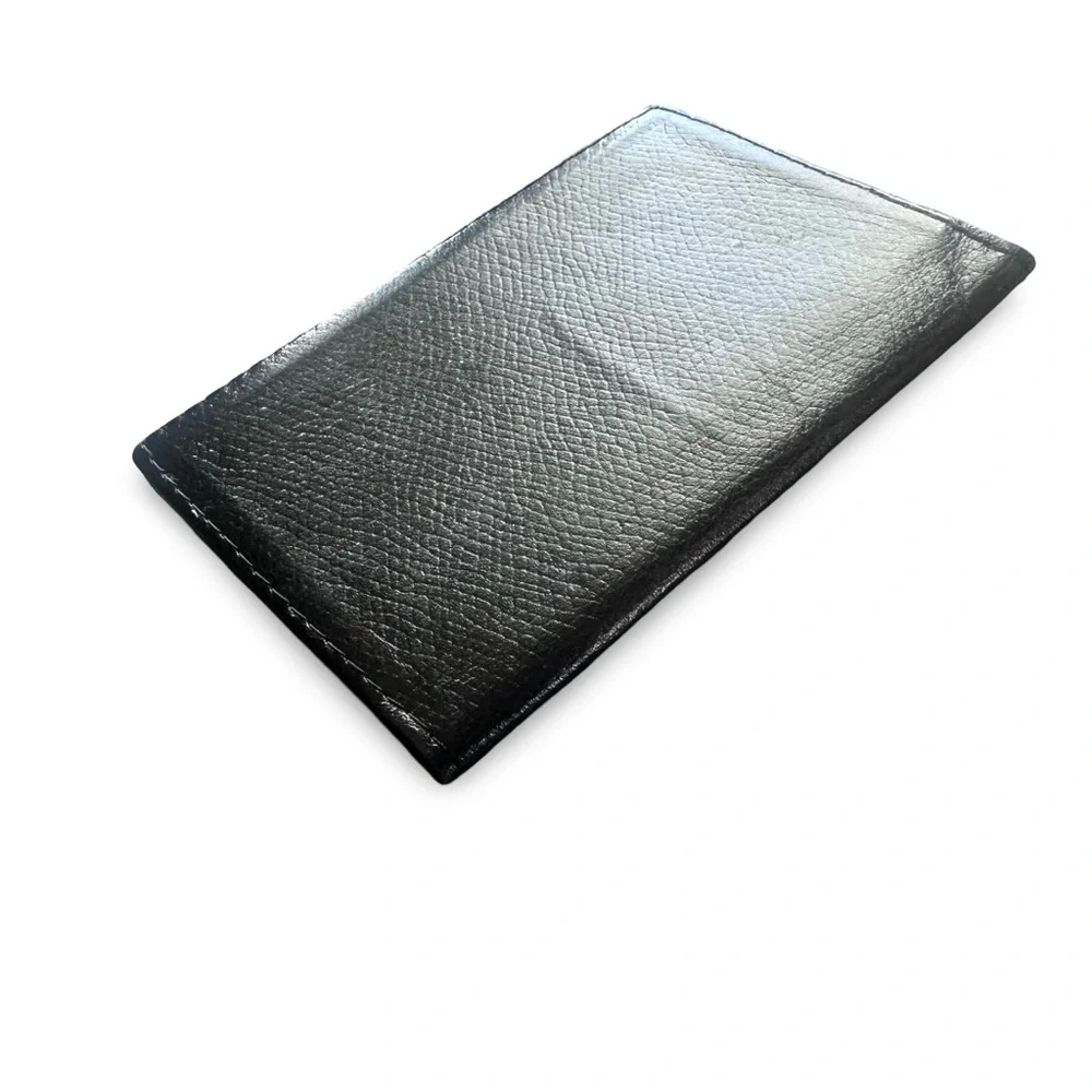 TIFFANY & CO. Black Leather Bifold Slim Card Pocket Wallet Excellent! Unisex